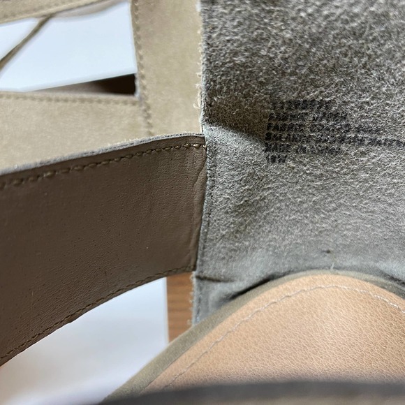 Torrid Sz 10W Taupe Cage Heeled Sandals Lace Up - Picture 4 of 8